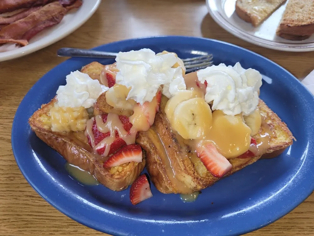 Strawberries and Bananas and Cream French Toast